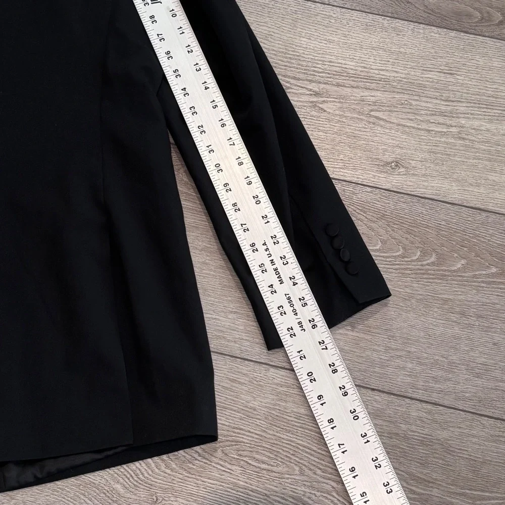 Nordstrom‎ Rack Tuxedo Blazer Mens 48L Black Trim Fit Satin Lapel Formal Jacket